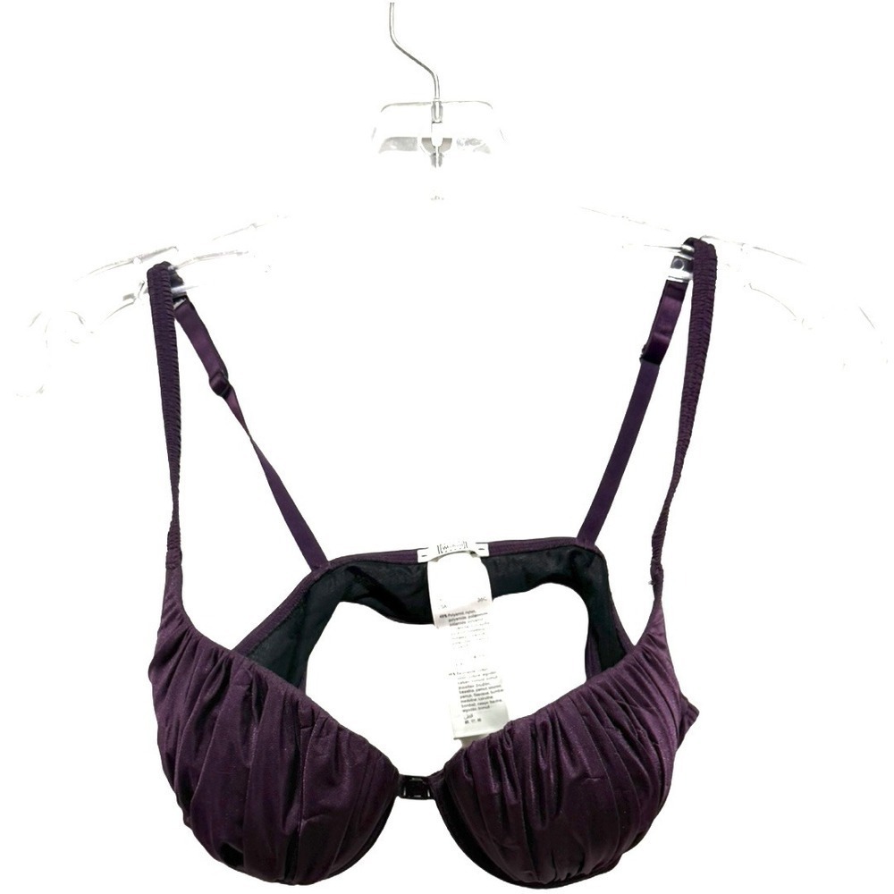 Vintage Wolford Purple Cinched Push-up Bra Front Clasp Size 36C Lingerie Sexy